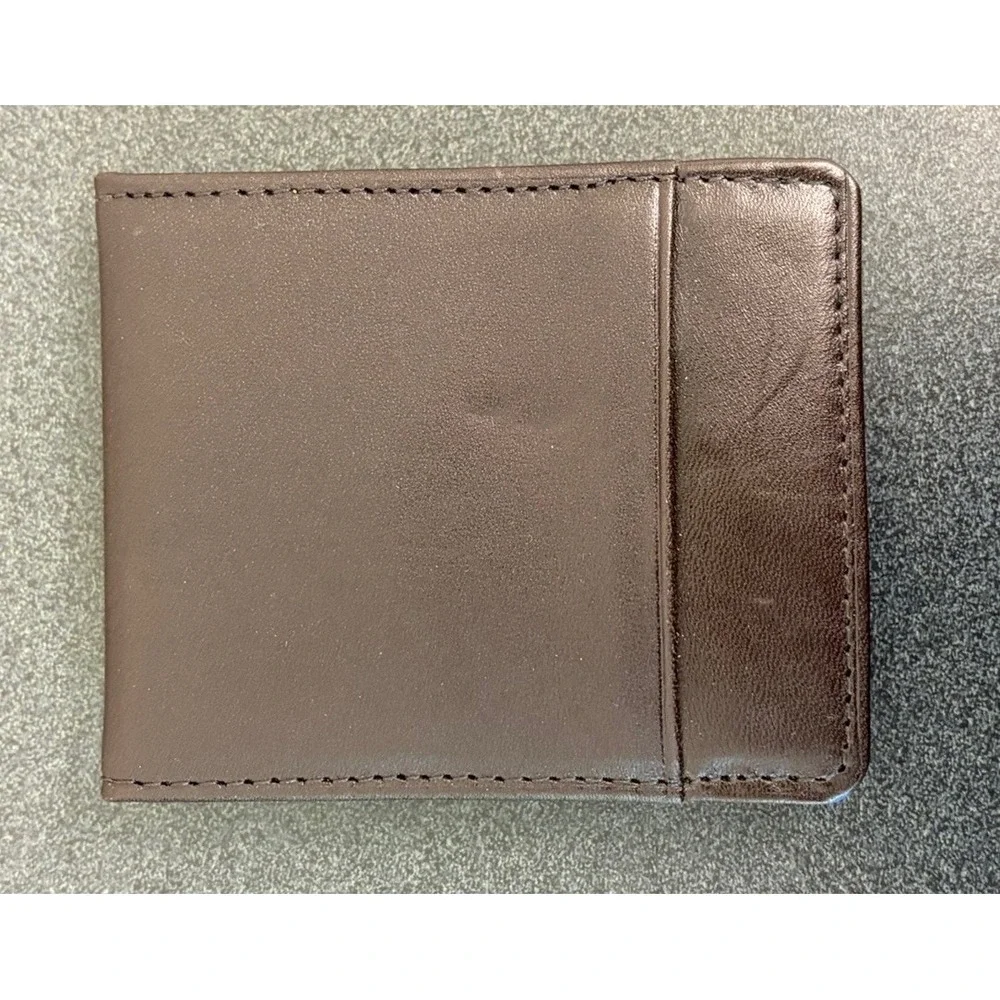 Jos A Bank Leather Bifold Wallet with Money Clip Cowhide Deep Brown